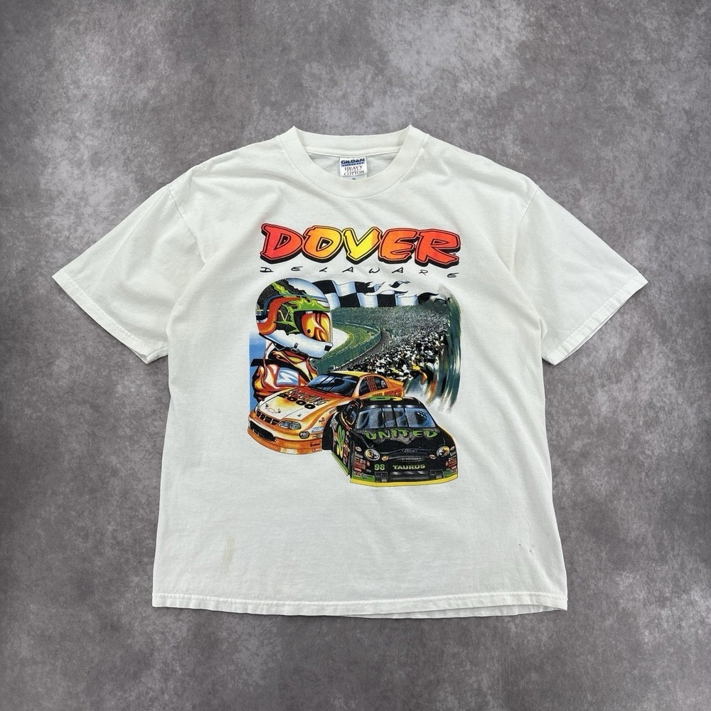 Vintage 90s Dover Delaware Racing NASCAR Shirt Size XL White